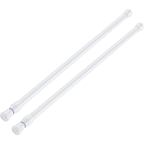 AIZESI Spring Tension Curtain Rods Short Tension Rod (White,17" to 28"-2Pcs)