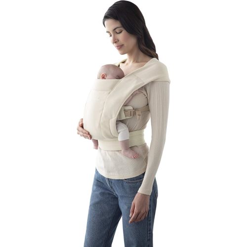 Ergobaby Embrace Cozy Newborn Essentials Baby Carrier Wrap (7-25 Pounds), Ponte Knit, Cream