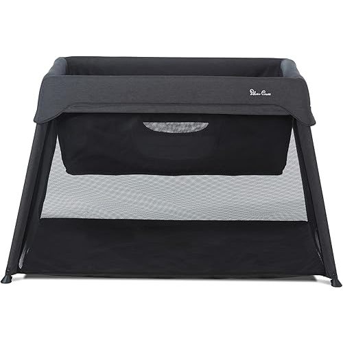 Silver Cross Slumber 3-in-1 Travel Crib - Multi-use, Converts from Bassinet to Crib to Playard - Portable, Lightweight, Easy to Pack with Comfortable Mattress, for Infants to Toddlers, Black
