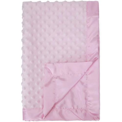 Pro Goleem Baby Soft Minky Dot Blanket with Silky Satin Backing Baby Gifts for Girls(Pink, 30’’ x 40’’)