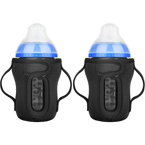 Beautyflier Glass Baby Bottle Sleeve Covers for Tommee Tippee Nature Baby Bottles with Dual Handle, 3.8mm Thicken Heat and Cold Retention Baby Bottle Sleeve (9OZ, Black)