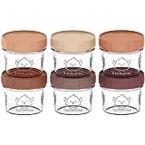 KeaBabies 12-Pack Glass Baby Food Containers - 4 oz Leak-Proof, Microwavable Baby Food Storage Containers, Baby Food Freezer Tray, Puree Glass Baby Food Jars, Baby Bullet Jars with Lids (Terracotta) : Baby