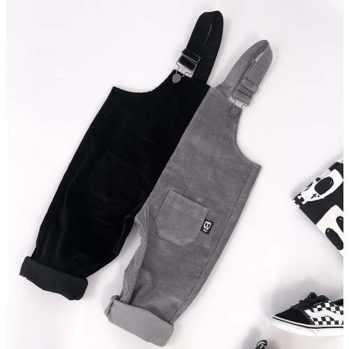 NOT SO BASIC HALF & HALF GREY/ BLACK CORDUROY DUNGAREES
