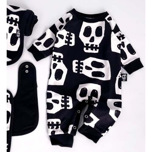 SKELLY SKULL FOOTLESS ROMPER