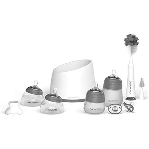 Nanobebe Baby Bottles Complete Feeding Set - Grey