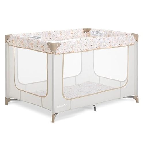Dream On Me Zodiak Portable Playard, Compact for Travel, Carry Bag, Beige | Removable 1" Mattress Pad, Mesh Sides, Quick Fold, 30 Lb Limit - ASTM Tested for Infants & Toddlers, Indoor & Outdoor Use