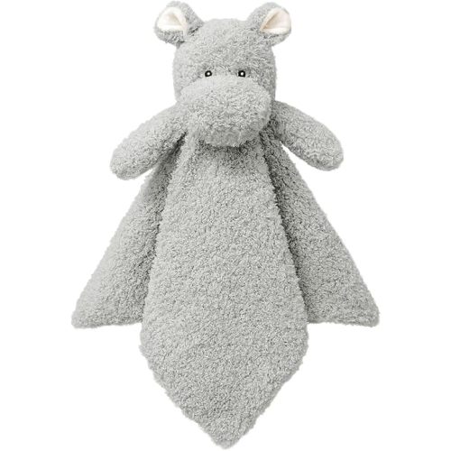 Baby Gray Hippo Soft Stuffed Animal Security Blanket, Plush Hippo Character Lovey Blanket, Baby Shower/Nursery Gift, Newborn Infant Toddler Snuggle Blankie for Boys Girls, 14 Inches