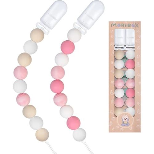 Pacifier Clips for Baby Boys Girls (Pink)