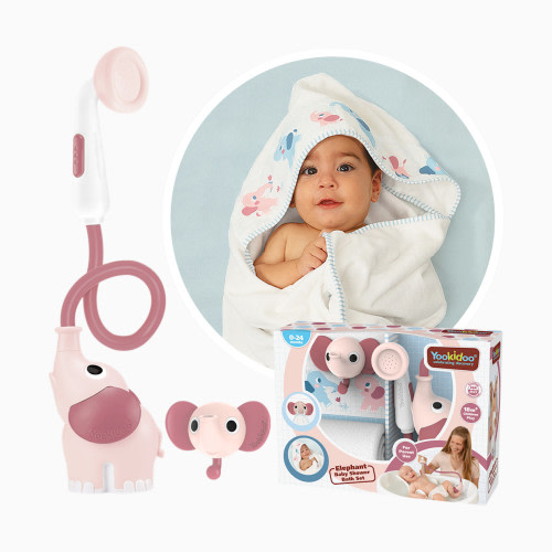 Yookidoo Elephant Baby Shower Bath Set - Blush Pink