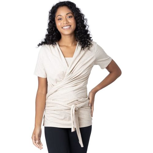 Kindred Bravely Organic Cotton Skin to Skin Wrap Top | Kangaroo Shirt for Mom and Baby - Small - Oatmeal Heather