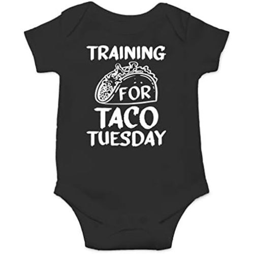 AW Fashions Training For Taco Tuesday Baby Bodysuit Funny Cute Romper Clothing for Newborn Boys & Girls