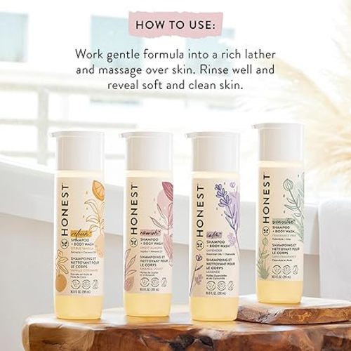 The Honest Company 2-in-1 Cleansing Shampoo + Body Wash | Gentle for Baby | Naturally Derived, Tear-free, Hypoallergenic | Sweet Almond Nourish, 10 fl oz