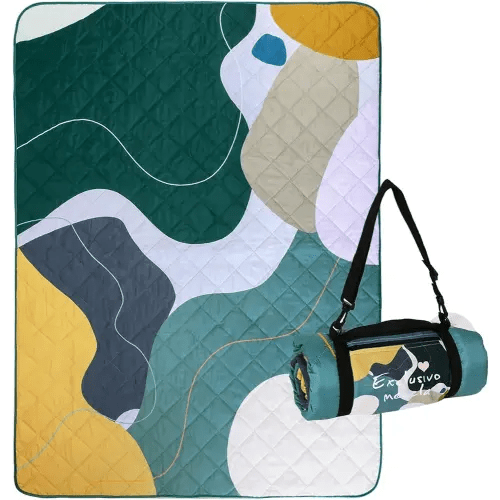 Exclusivo Mezcla Waterproof Picnic Blanket 60x80 Inches Large Multicolor Floral Polyester Sandproof Modern Camping Blanket