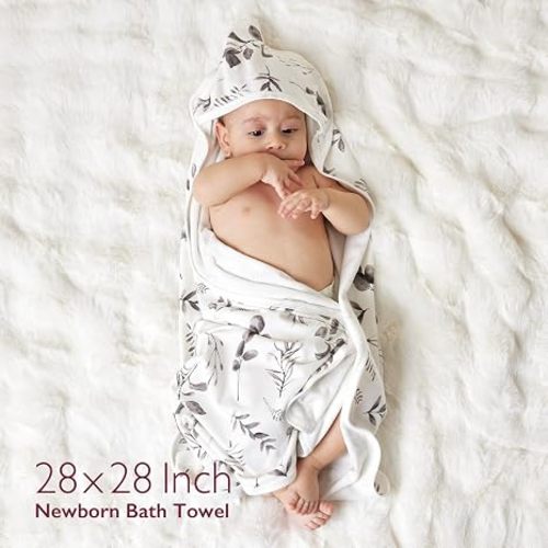 Hooded Towel (2 Pack) - Ink Wash Leaves