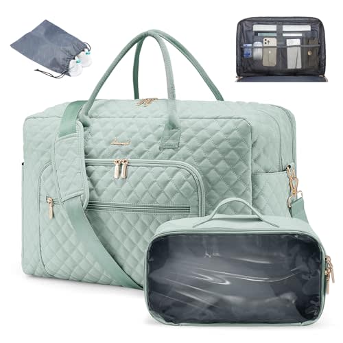 LOVEVOOK Travel Duffle Bag, Weekender Bag for Women with Toiletry Bag Carry on Overnight Bag with Laptop Compartment, Yoga Gym Bag with Wet Pocket Shoe Bag, Hospital Bag for Labor and Delivery