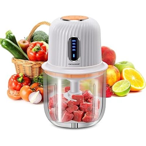 Cordless Food Processor Electric, 600ML Small Electric Food Chopper Glass Bowl for Meat Vegetables Onions Garlic, Meat Chopper Blender