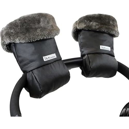 7AM Enfant Stroller Warmmuffs Gloves - Anti-Freeze Stroller Mittens for Handlebars, Water Repellent Hand Warmer Muff for Cold Weather, Plush Lined Stroller Warmmuffs | Winter Stroller Accessories