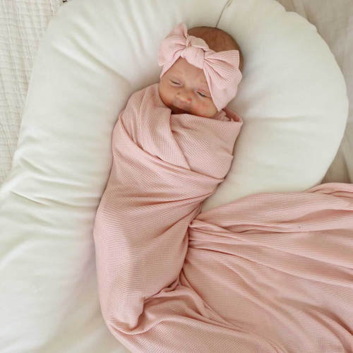 Lovely Pink Waffle Bamboo Oversized Swaddle Blanket