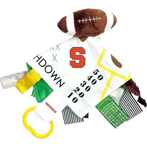The Learning Lovey Syracuse University Orange Baby Football Tag Toy - College Baby Sensory Crinkle Toys - Soft & Safe - Ideal Baby Stroller Toy - BPA Free w/Stroller Clip (10" x 10" Tag Toy)…