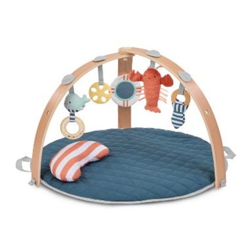 Ingenuity Cozy Spot Reversible Duvet Activity Gym with Wooden Toy Bar - Harbor Haven