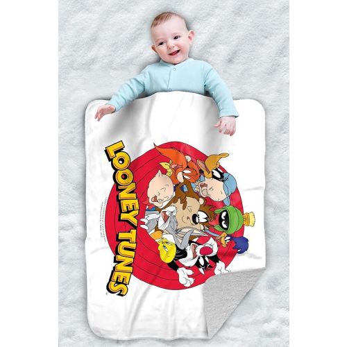 Looney Tunes Smaller Group Sherpa Baby Blanket, Warm Soft Cozy, Unisex for Infants Girls & Boys 30"X40"