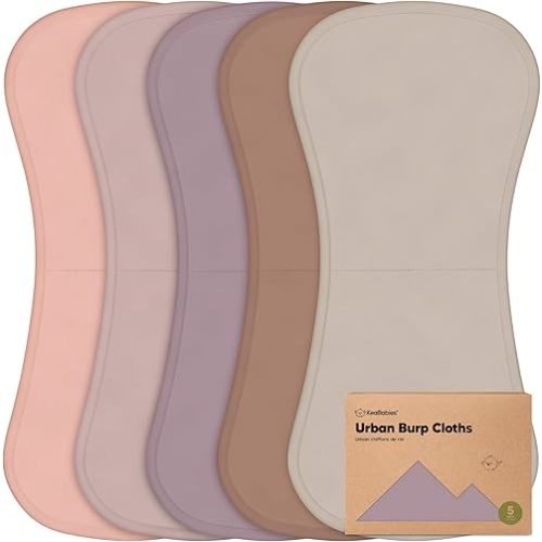 Organic Burp Cloths for Baby Boys and Girls - 5-Pack Super Absorbent Burping Cloth, Burp Clothes, Soft & Plush, Newborn Milk Spit Up Rags, Burpy Cloth Bib for Unisex, Burping Rags (Mauve)