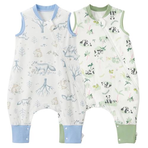 Duomiaomiao 2 Pack 0.5 TOG Toddler Sleep Sack 12-24 Months 100% Cotton Lightweight Baby Sleep Sack with Feet, Breathable Comfy Toddler Wearable Blanket