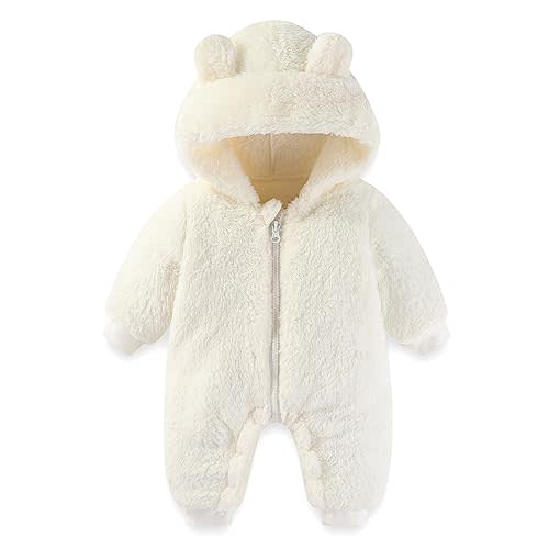 AiWMGL Newborn Baby Bear Onesie Outfit Suit Girls Boys Fleece Jumpsuit Romper Hooded Winter Snowsuit Clothes