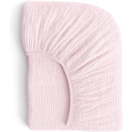Muslin Crib Sheets, 100% Organic Cotton, Breathable and Ultra-Soft, Standard Crib Sheet Mattress (28"x 52") for Girls and Boys, Neutral Fitted Baby Crib Sheet (Light Pink)