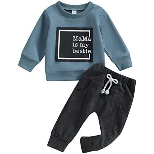 Toddler Baby Boy Clothes Cute Letter Print Long Sleeve Sweatshirt Tops and Stretch Pants Newborn Fall Winter Outfit