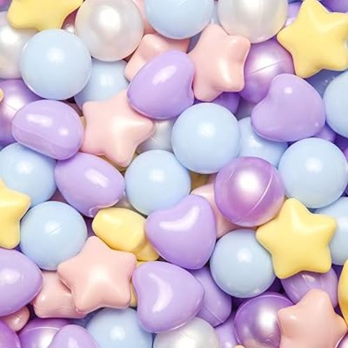 GOGOSO Star Ball Pit Balls for Ball Pit, Crush-Proof BPA Free Colorful Play Plastic Balls for Kids Toddler Christmas Party Decor Giant Friendship Bracelet Banner