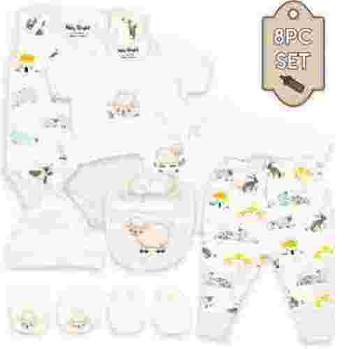 Baby Bright Newborn Essentials Must Have Clothes for Baby Girl, Outfit Gifts for Infant, Baby Shower Gift, 8-Pieces, Size 0-3 Months