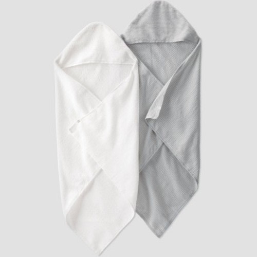 Baby Organic Cotton Bath Towel - little planet by carter's Gray/White