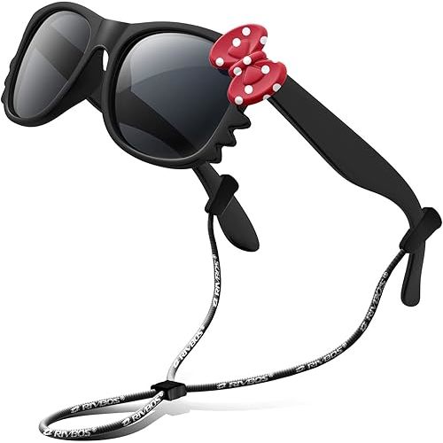RIVBOS Kids Sunglasses for Girls Boys with Strap Polarized UV Protection Flexible Rubber Shades RBK002