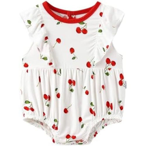 Baby Girls Short Sleeve Bodysuits Cute Infant Snap Outfits Viscose from Bamboo Toddlers Bodysuit