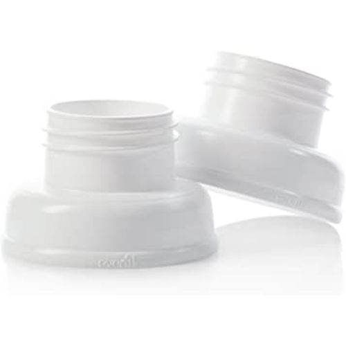 Evenflo Feeding Breast Pump Adapter to Balance Plus Wide Neck Baby Bottle (Pack of 2), White (5142112)
