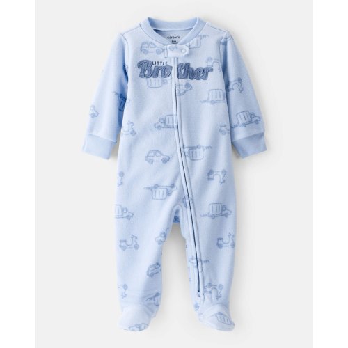 Baby Boy Firetruck Print Loose Fit Long-Sleeve Sleep & Play - Blue - Carter's | Carter's