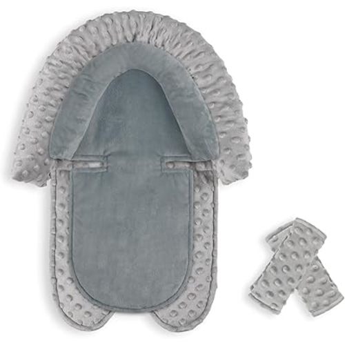 Infant Car Seat Insert, HNHUAMING Baby Car Seat Head & Body Support with 2 Straps Pads, Ultra Soft Newborn Preemie Carseat Insert Cushion for Girls Boys, Fits Car Seat, Stroller, Swing, Bouncer, Grey