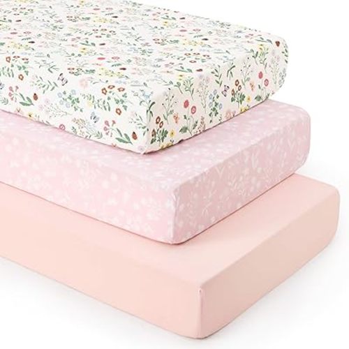 david's kids 3 Pack Fitted Crib Sheets, Ultra Soft Breathable Comfortable Baby Sheet Set for Boys Girls Neutral, 28x52 Inch Fits Standard Crib and Toddler Mattresses, Garden