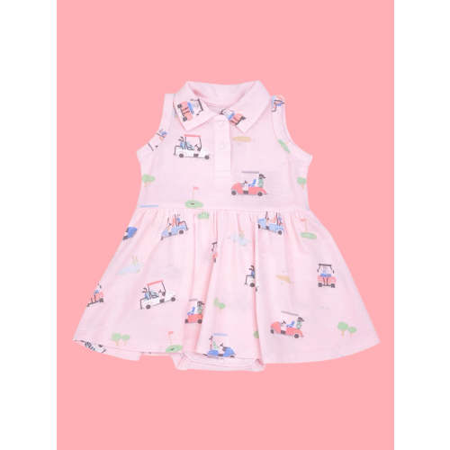Tennis Tank Bodysuit Dress, Golf Carts Pink (12-18M)