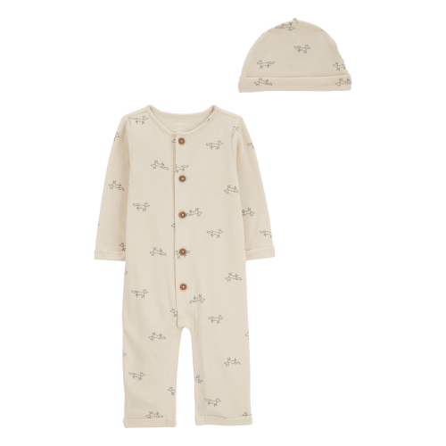 Baby 2-Piece Button Jumpsuit & Cap Set - Carter's | Carter's