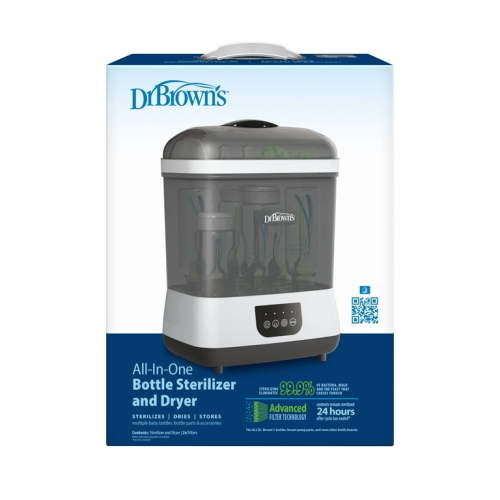 Dr. Brown's Infant Sterilizer, Drying Clean Steam Baby Bottle & Pacifier, Gray