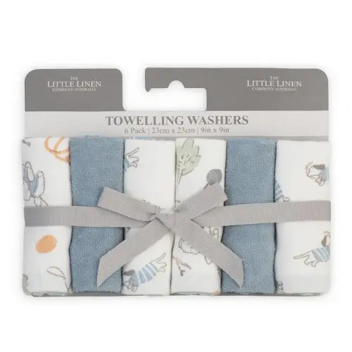 The Little Linen Co. Towelling Wash Cloth Barklife Dog 6 Pack | Baby Bunting AU