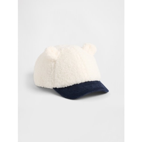 Toddler Sherpa & Corduroy Bear Baseball Hat