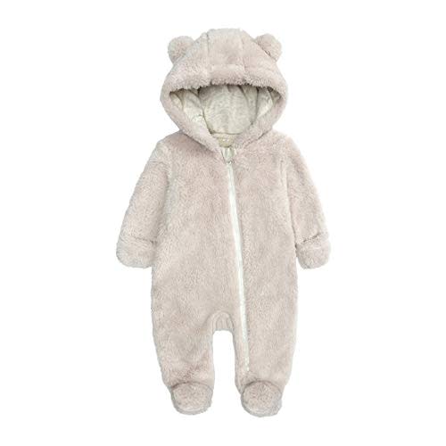 Newborn Baby Snowsuit Fleece Lined Onesie Outfits Warm Hooded Romper for Infant
