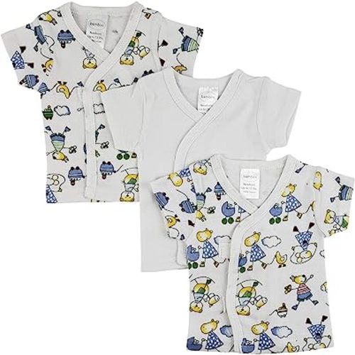 bambini White Side Snap Short Sleeve Shirt - 3 Pack