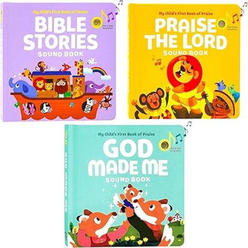 Hello 2 Kids Bible Stories, God Made Me and Praise The Lord - Bundle of 3 Books - Christian Sound Books for Toddlers 1-3 | Six Bible Songs & Illustrations in Each Book - Baptism Gifts for Toddlers