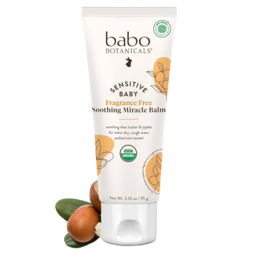 Babo Botanicals Sensitive Baby Fragrance-Free Soothing Miracle Balm - USDA Organic - All-Purpose Salve with Olive Oil & Shea Butter - For extra-dry, rough areas - EWG Verified - For Babies & Kids