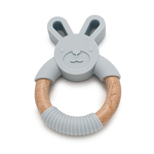 Bunny Silicone and Wood Teething Ring