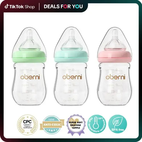 Oberni Breastfeeding Bottle,150ml/5oz Glass Anti Colic Baby Bottles - TikTok Shop